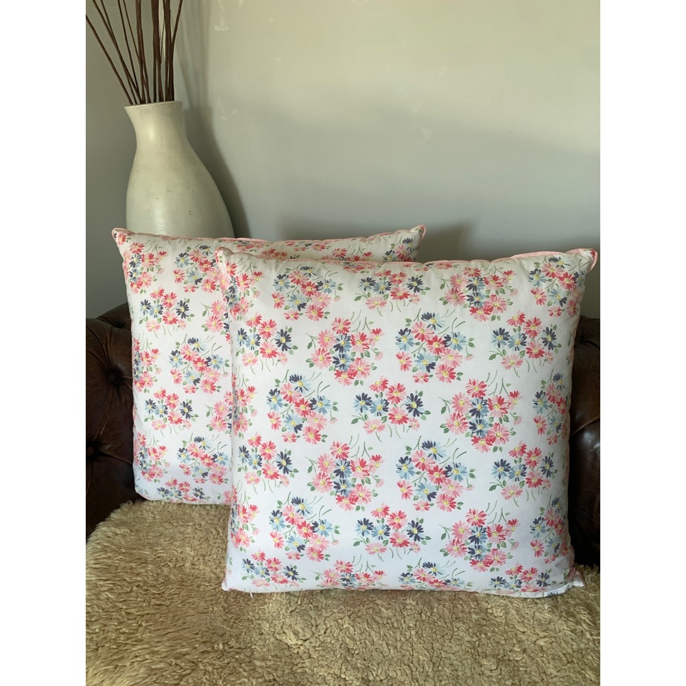 Cath Kidston Floral Daisy Throw Pillows Set 2 Pink Blue White 24x24Cottagecore